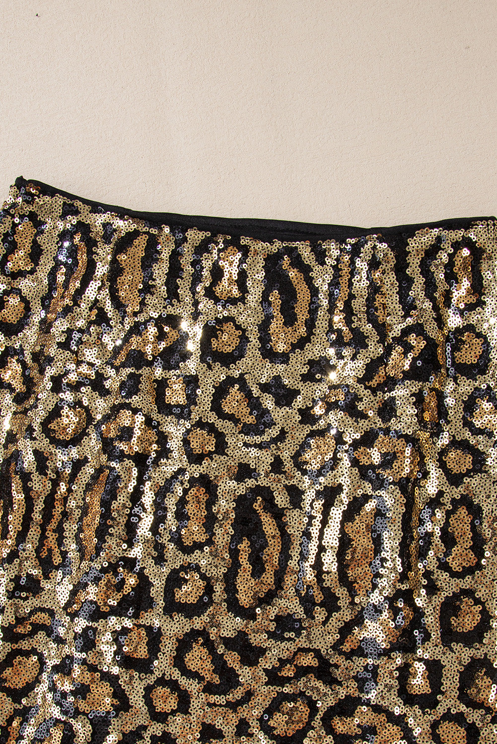 Sequined Leopard Print Disco Mini Skirt | Brown