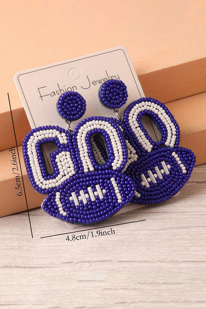 Beaded Go Rugby Football Earrings | Bluing