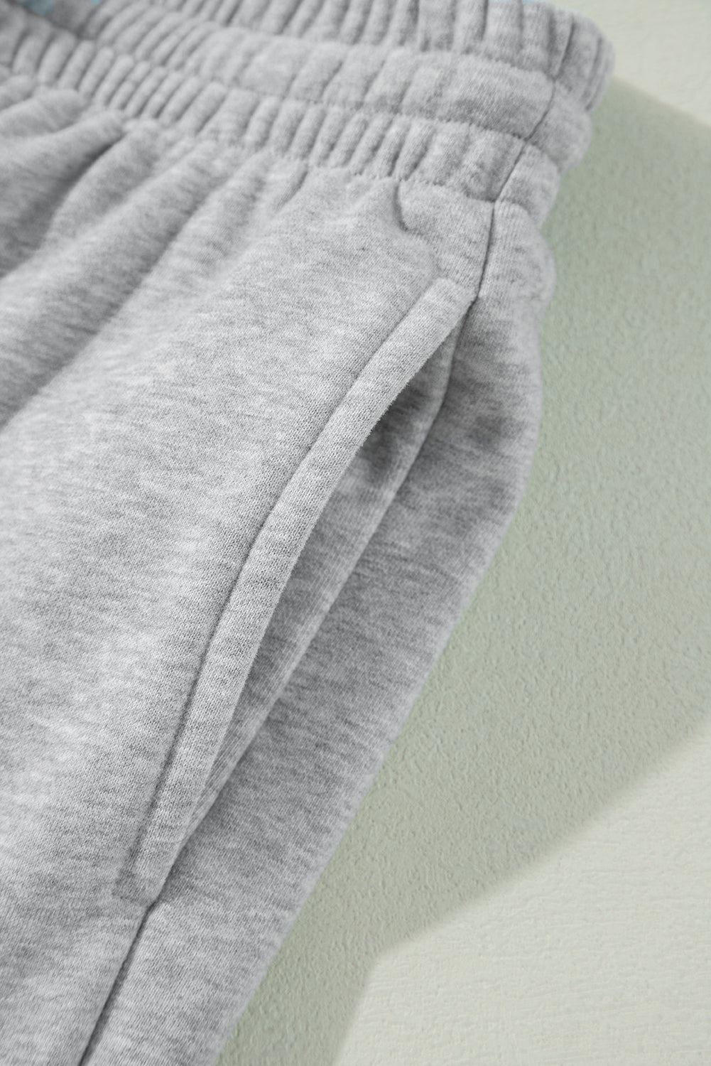 Solid Colour Fleece Lined Drawstring Waist Joggers | Light Grey