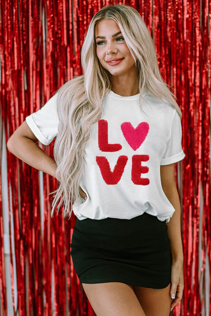 Heart Love Graphic Valentines T Shirt | White