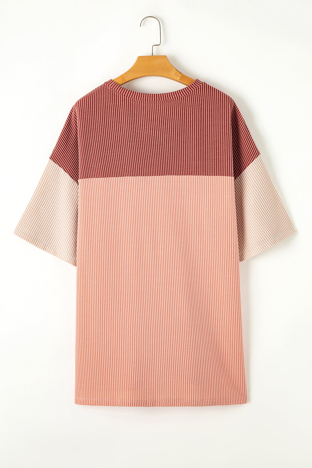 Plus Size Ribbed Colourblock T-Shirt | Rose Pink