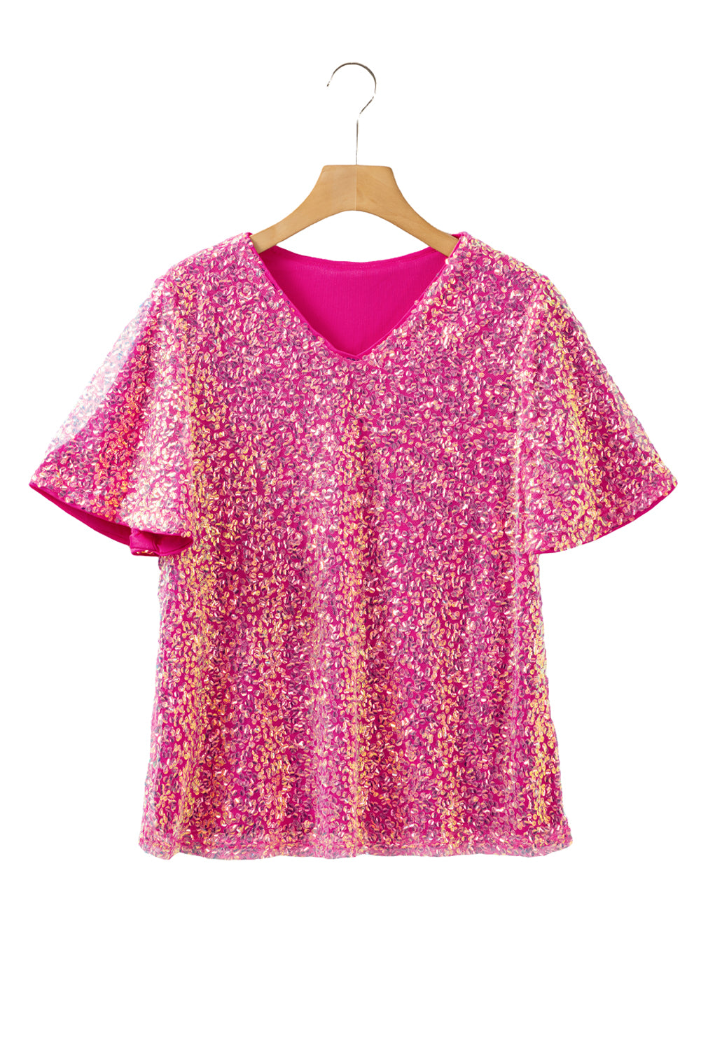 V Neck Wide Sleeve Sequin Top | Bonbon