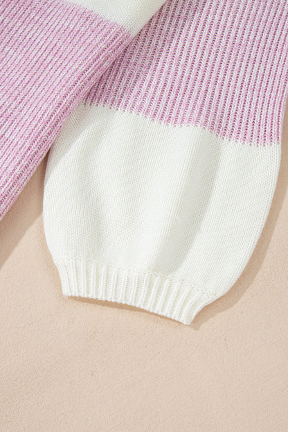 Neutral Colourblock Tie Back Sweater | Bonbon