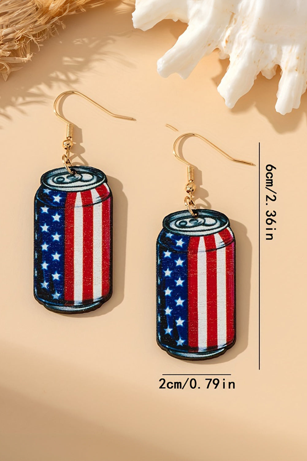 Flag Drink Can Pendant Hook Earrings | Fiery Red