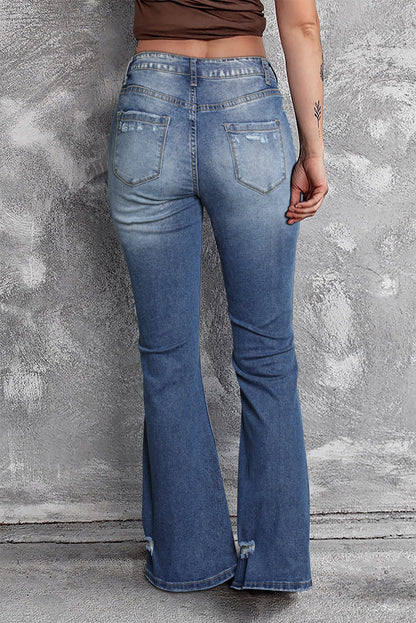 Distressed Flare Jeans | Blue