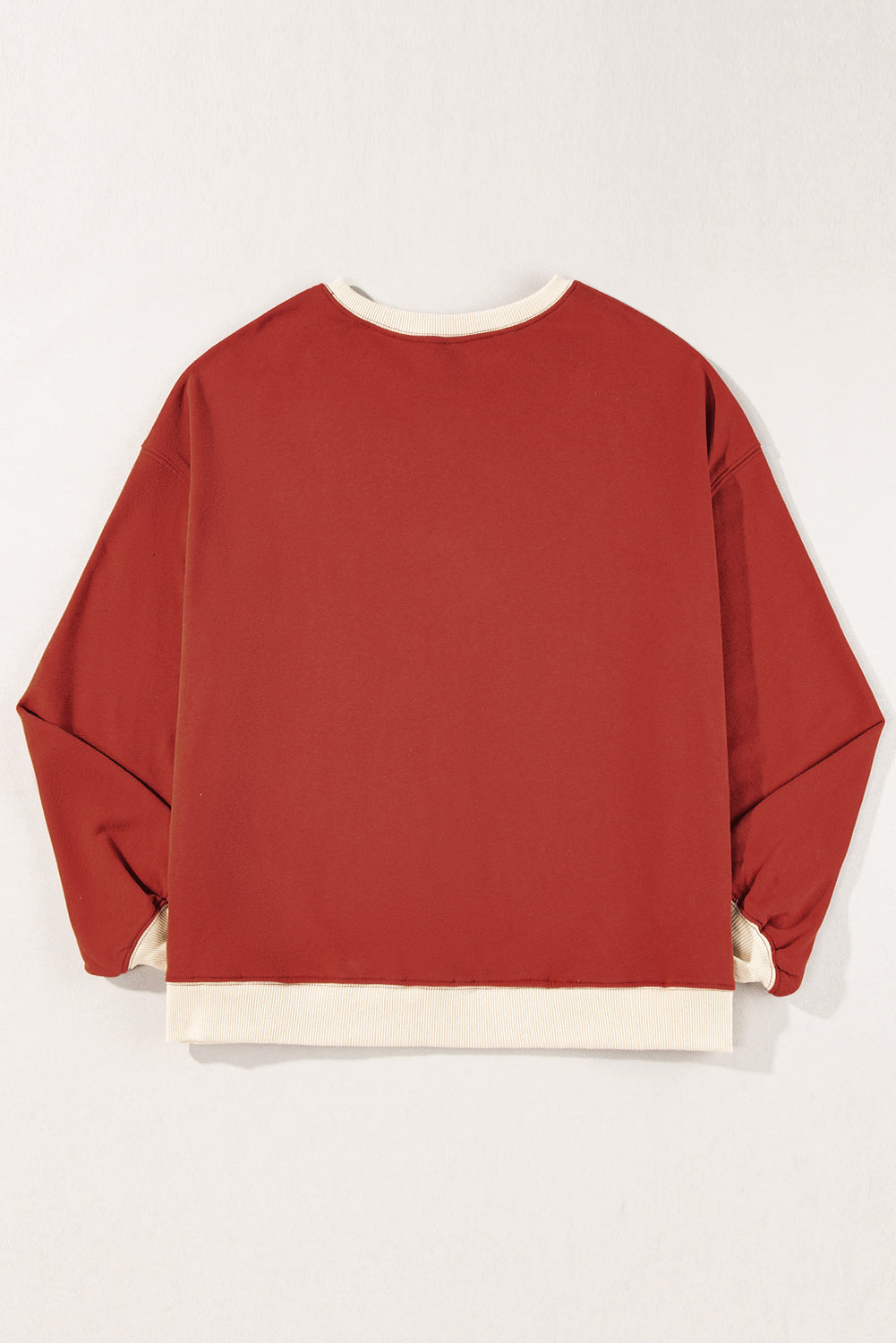 Colour Block Patch Drop Shoulder Oversized Sweatshirt | Red Clay