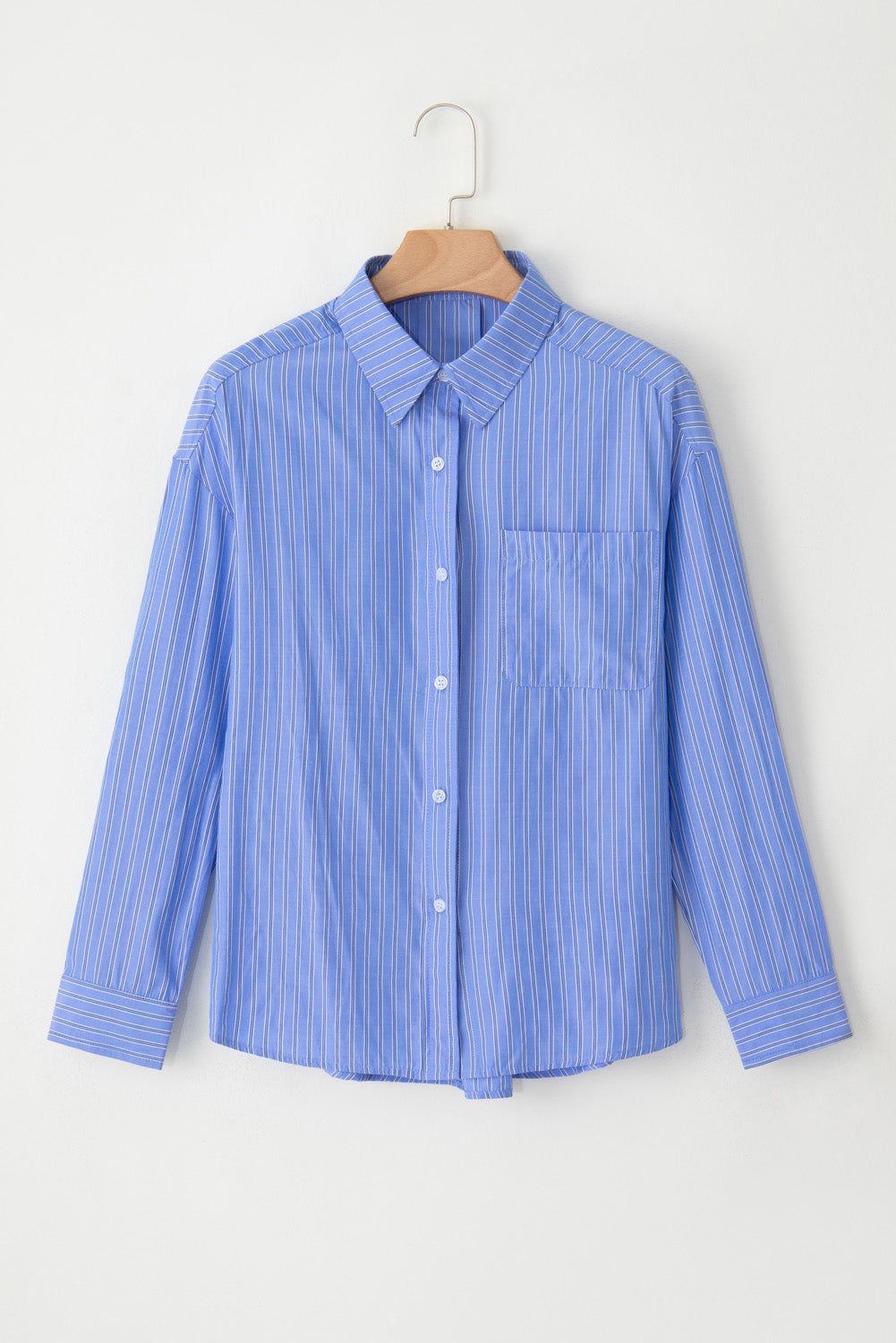 Button Up Oversized Casual Shirt | Blue Stripe