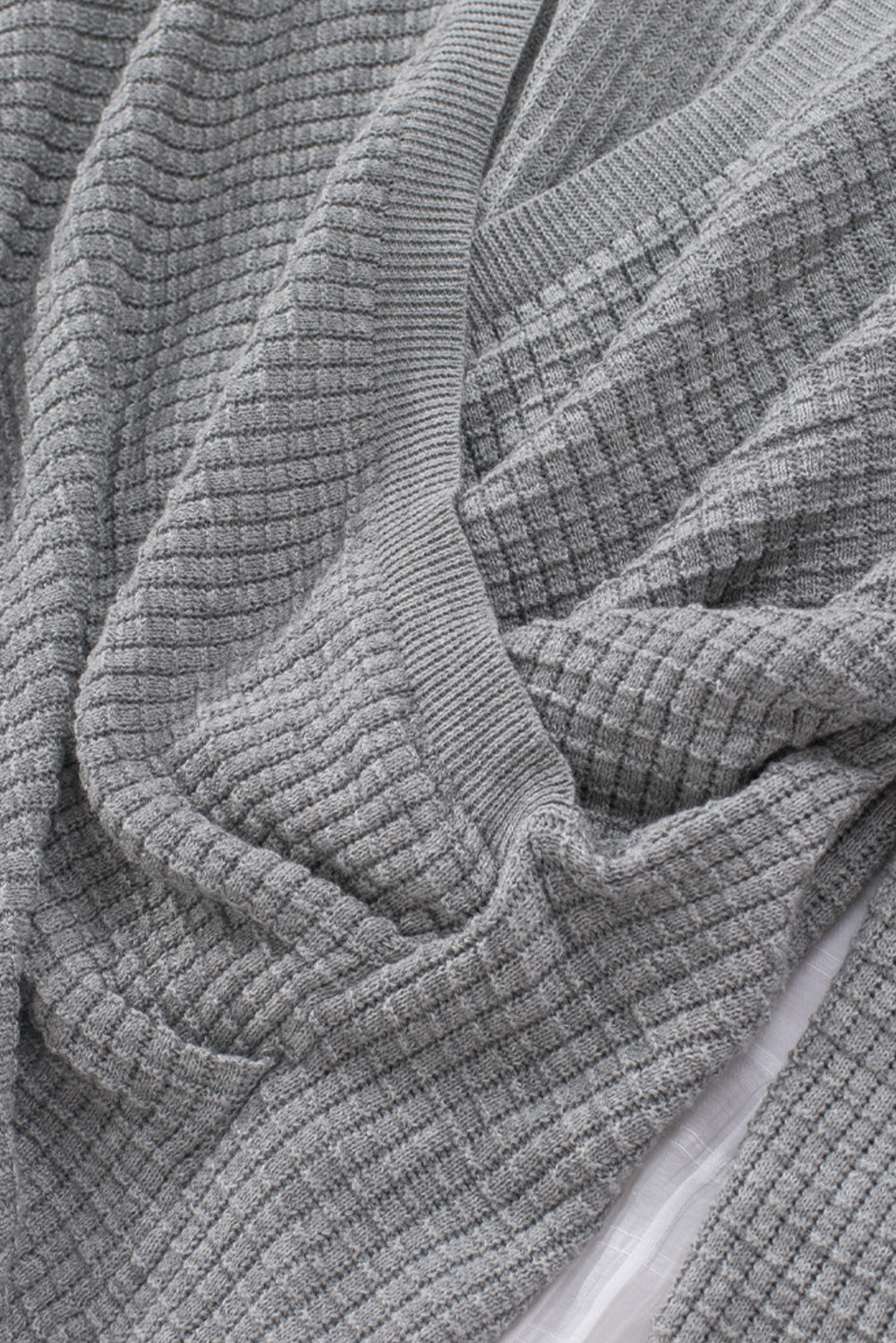 Wrap V Neck Waffle Sweater | Gray