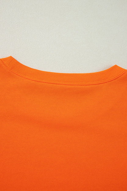 Exposed Seam Drop Shoulder Round Neck Sweatshirt With Slits | Carrot