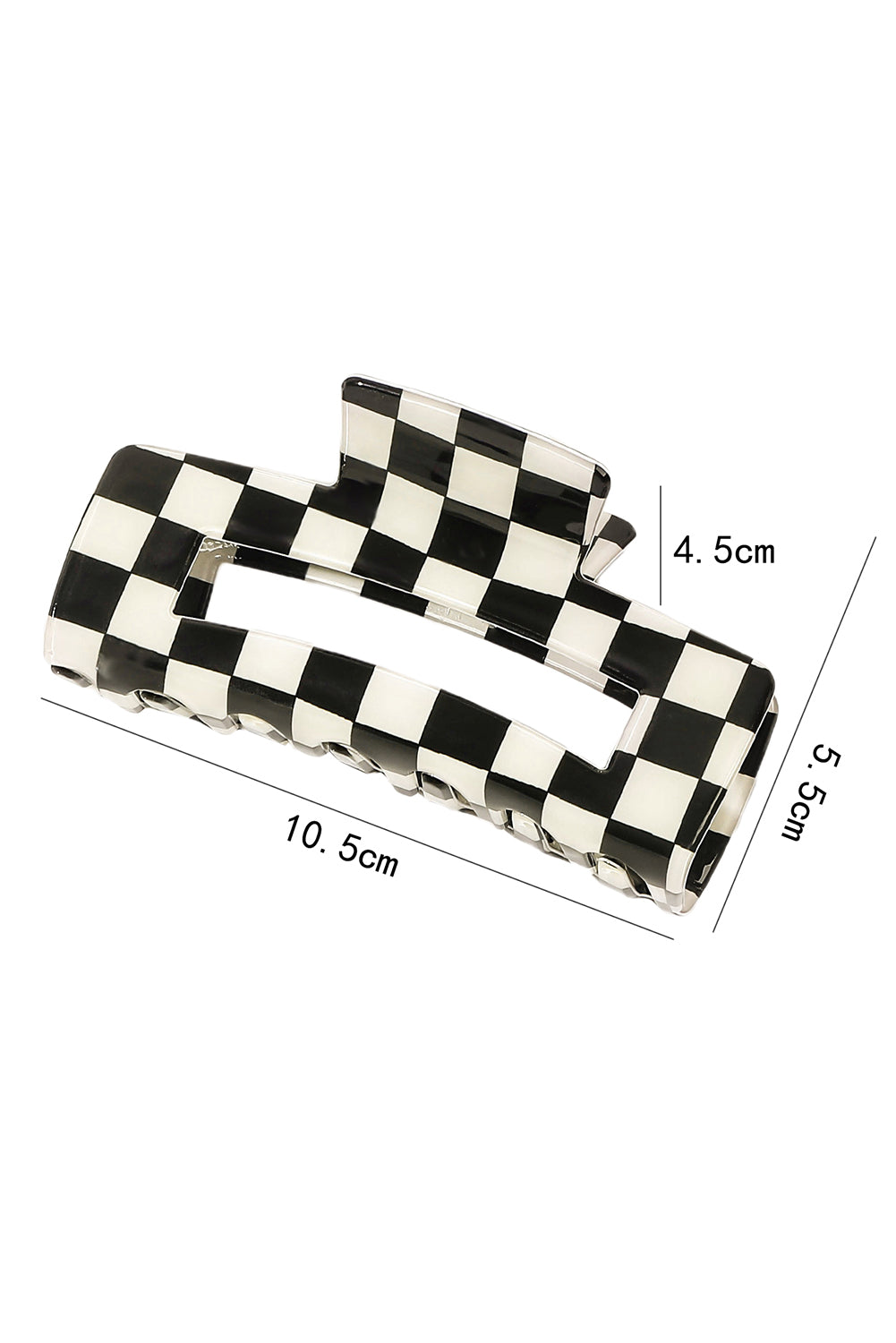 Checkered Print Hollow Out Hair Clip | Black