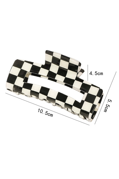 Checkered Print Hollow Out Hair Clip | Black