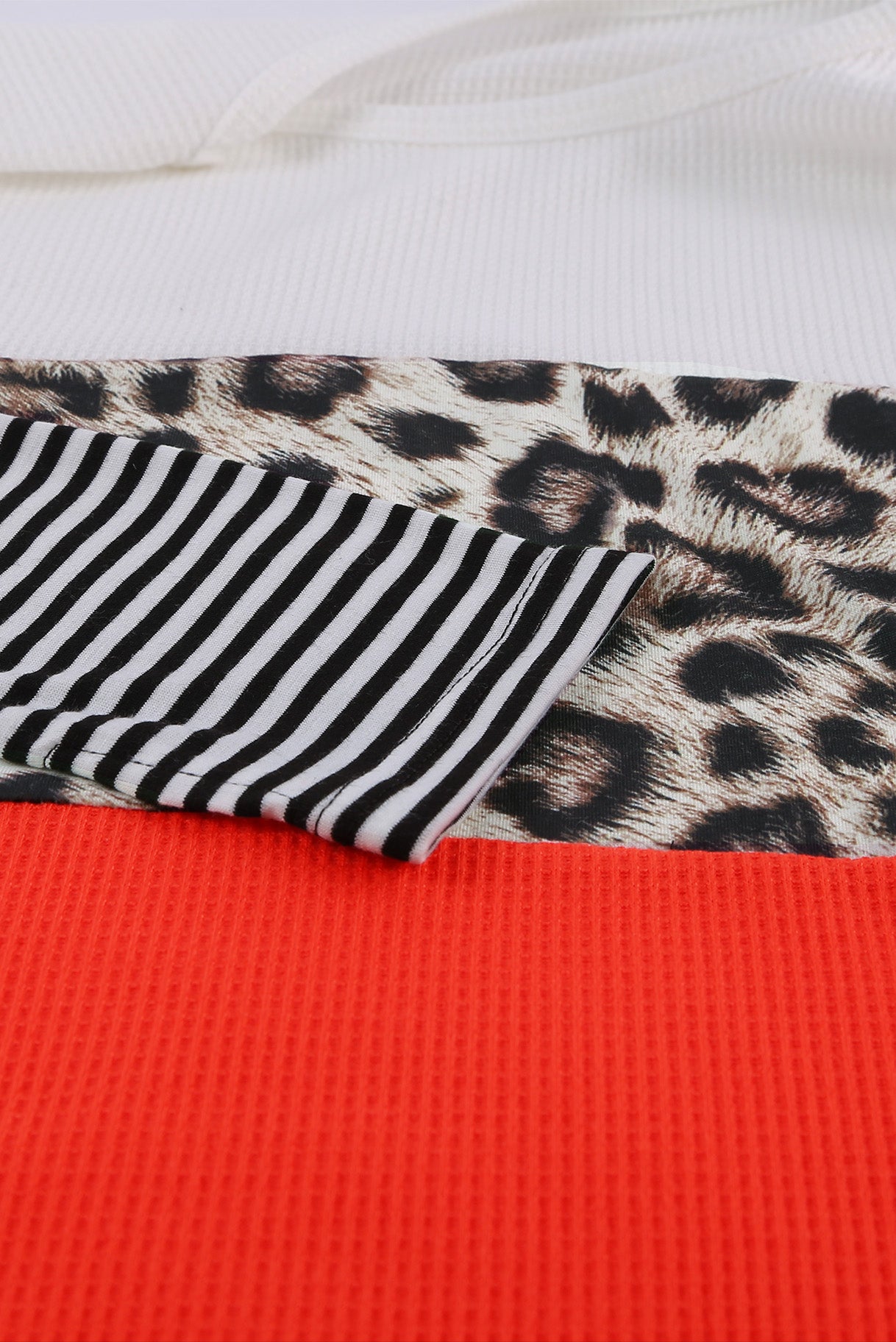 Stripes Leopard Splicing Colourblock Long Sleeve Top | Orange