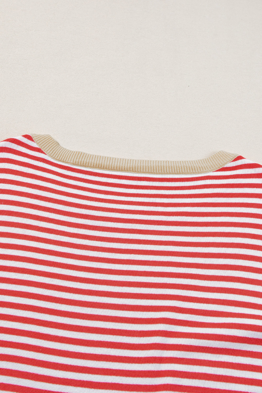 Contrast Trimmed Striped Drop Shoulder Sweater | Fiery Red