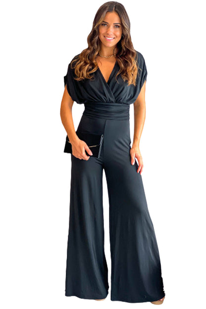 V-Neck Dolman Sleeves Jumpsuit | Black