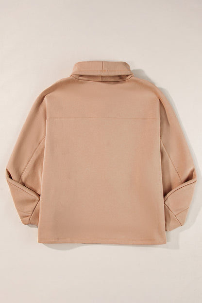 Drawstring Turtleneck Dolman Sleeve Sweatshirt | Light French Beige