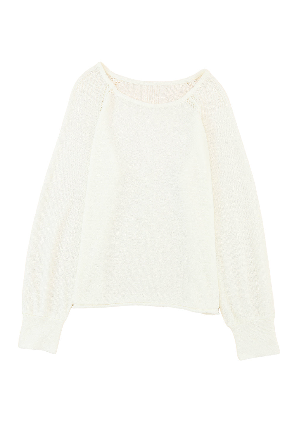 Long Sleeve Cutout Shoulder Relaxed Sweater | White