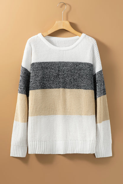 Colour Block Drop Shoulder Knit Sweater | Multicolour