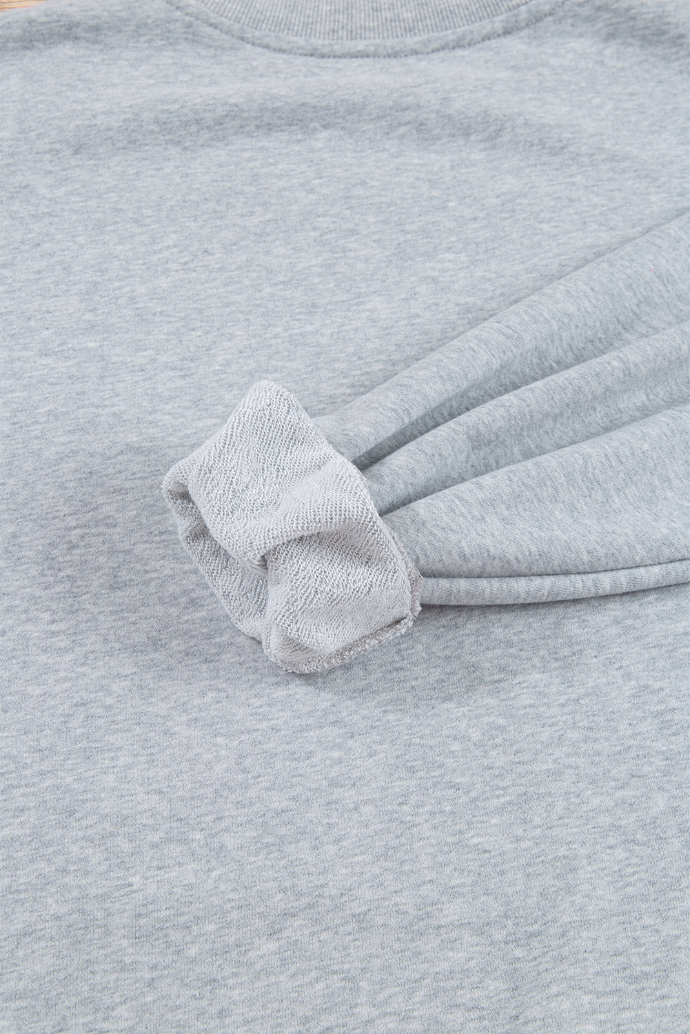 Plain Drop Shoulder Crewneck Pullover Sweatshirt | Light Grey