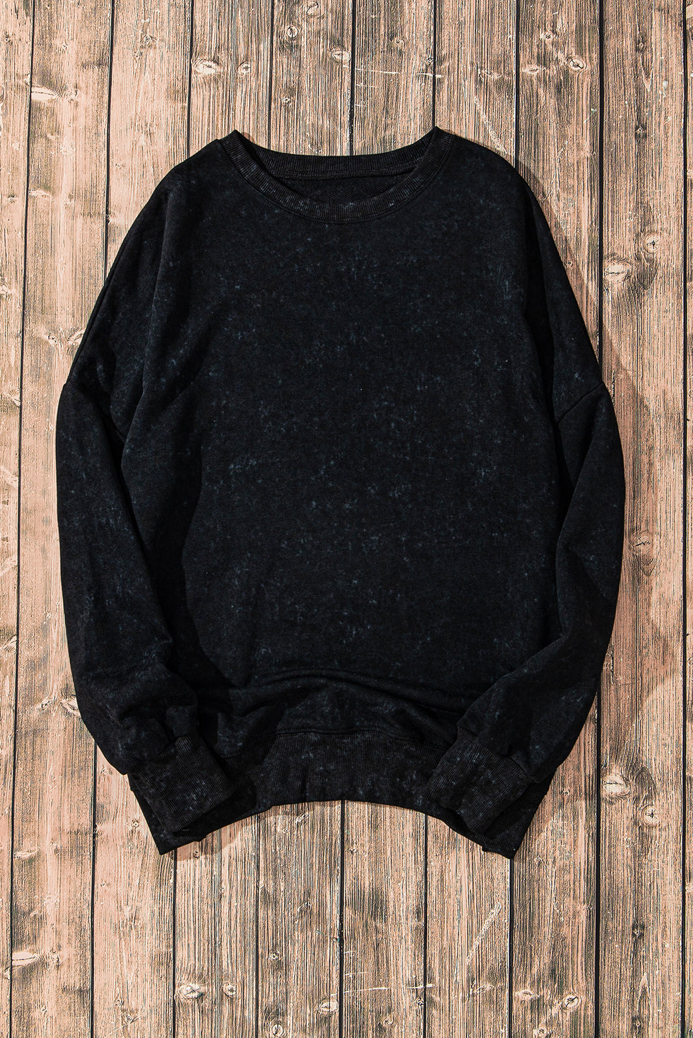 Drop Shoulder Ribbed Trim Oversized Sweatshirt | Black