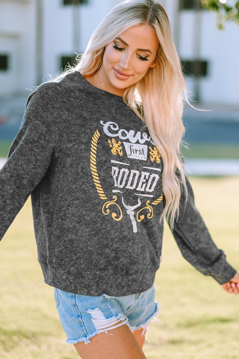 Coors Banquet Rodeo Graphic Mineral Washed Sweatshirt | Gray