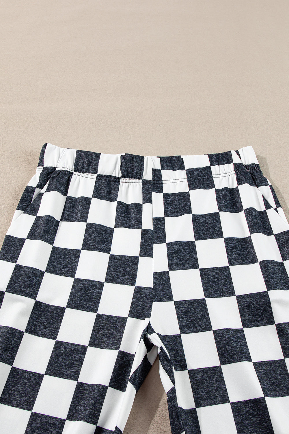 Checkerboard High Rise Casual Flared Pants | Black