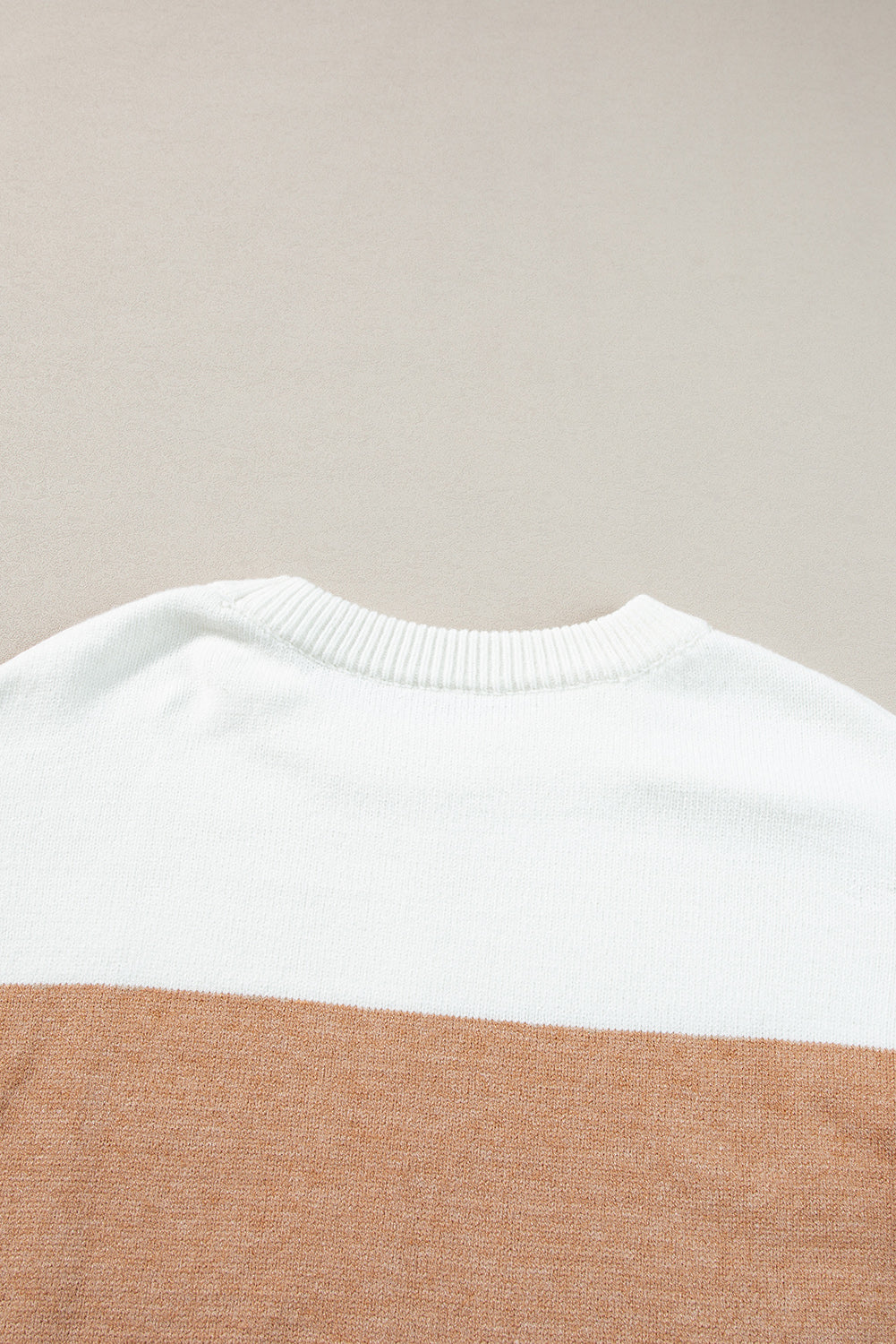 Colourblock Ribbed Trim Round Neck Sweater | Straw Yellow