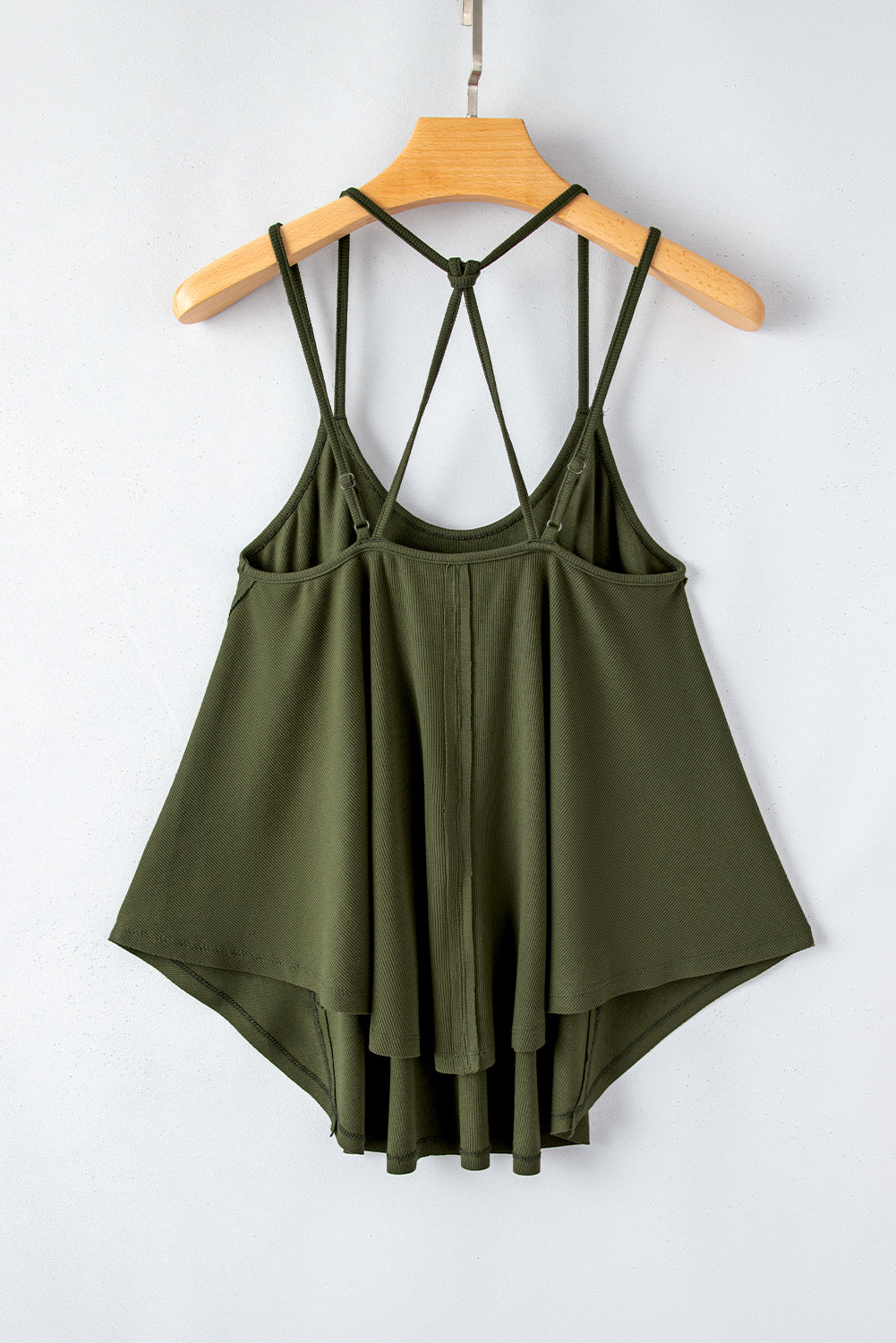 Exposed Seam Detail Double Straps Tank Top | Jungle Green