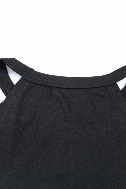 Solid Colour Crew Neck Tank Top | Black