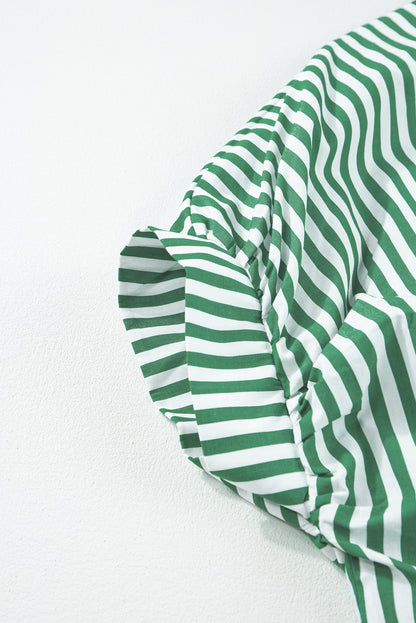 Dolman Sleeve Oversize Shirt | Green Stripe