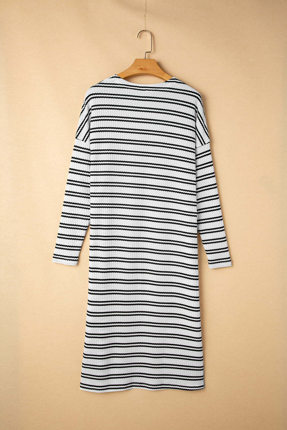 Print Open Front Duster Cardigan | Black Stripe