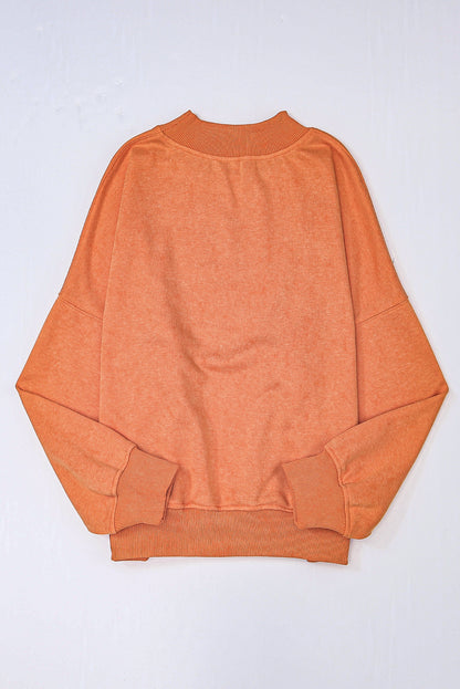 Drop Shoulder Crew Neck Pullover Sweatshirt | Orange