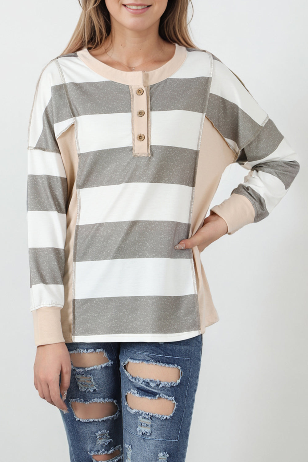 Striped Colourblock Patchwork Sweatshirt | Multicolour