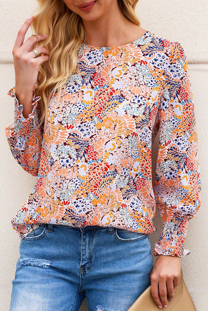 Puff Sleeve Floral Blouse | Sky Blue