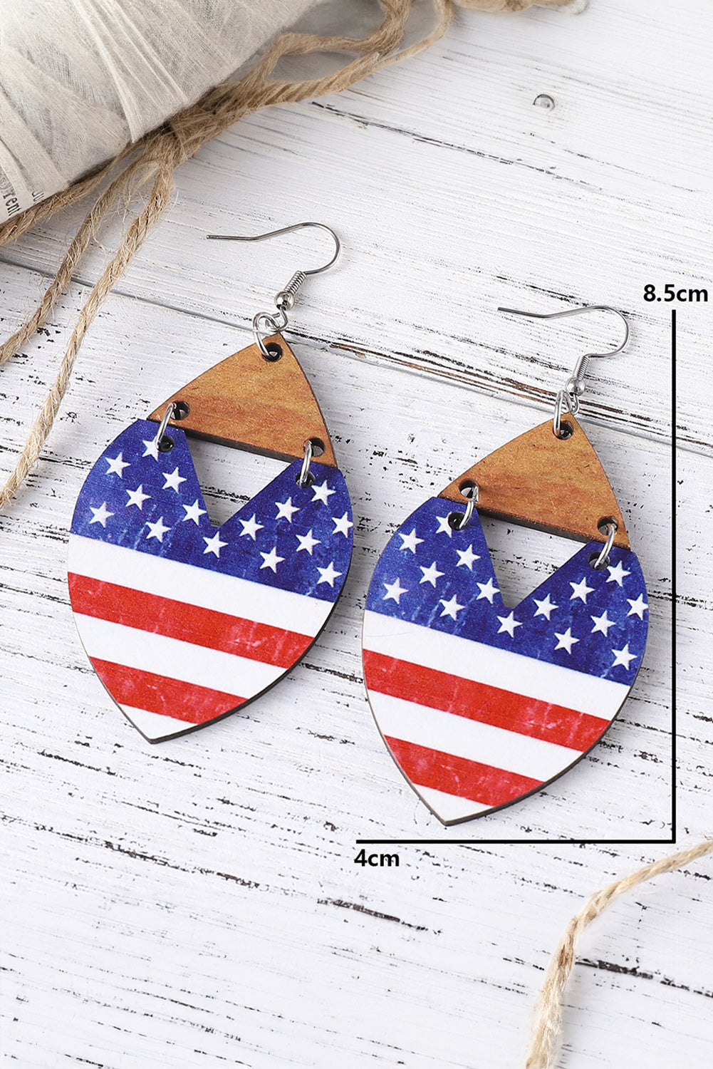 Independence Day Star Striped Hook Earrings | Dark Blue