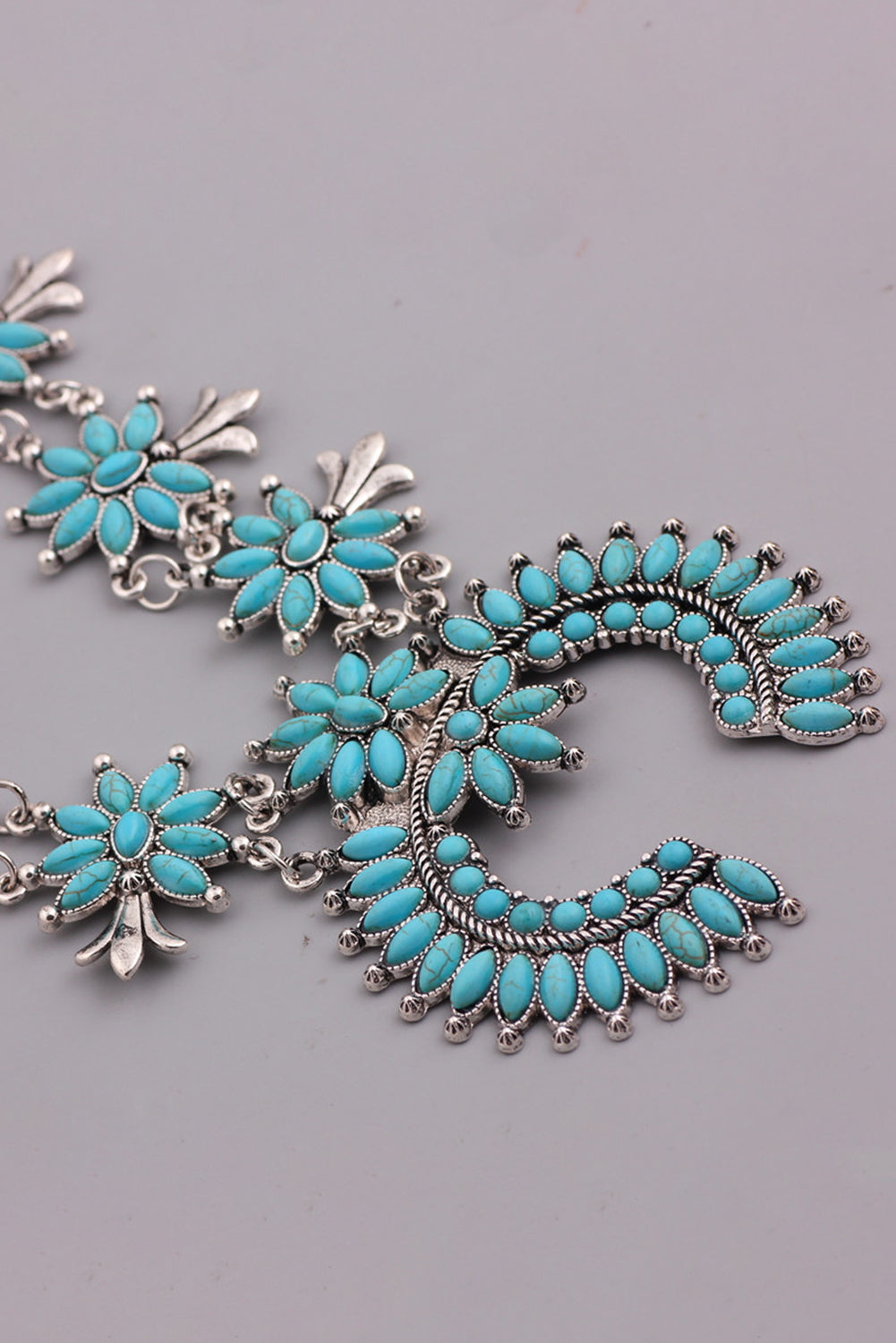 Western Turquoise Decor Double Chain Necklace | Light Blue