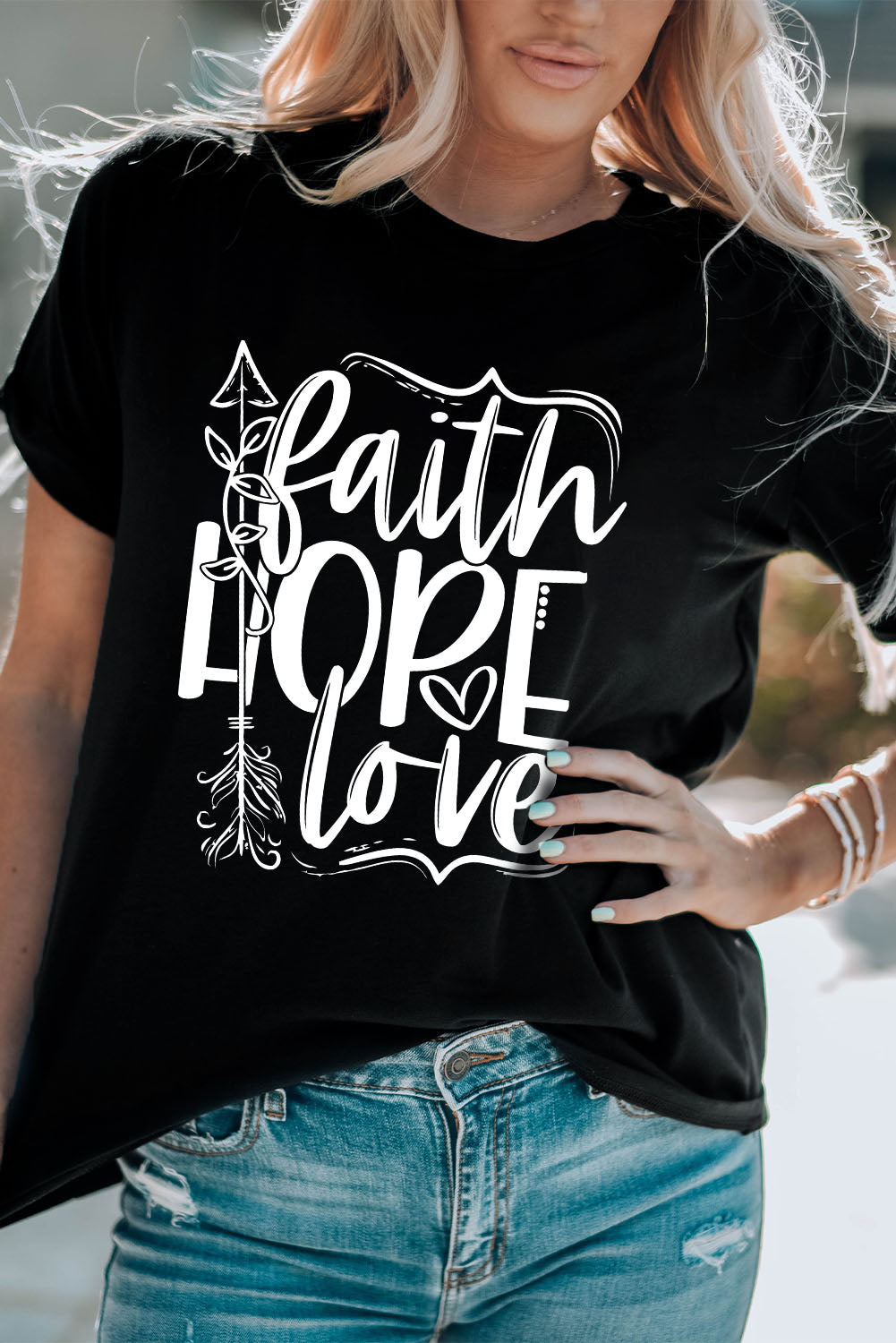 Faith Hope Love Graphic T Shirt | Black