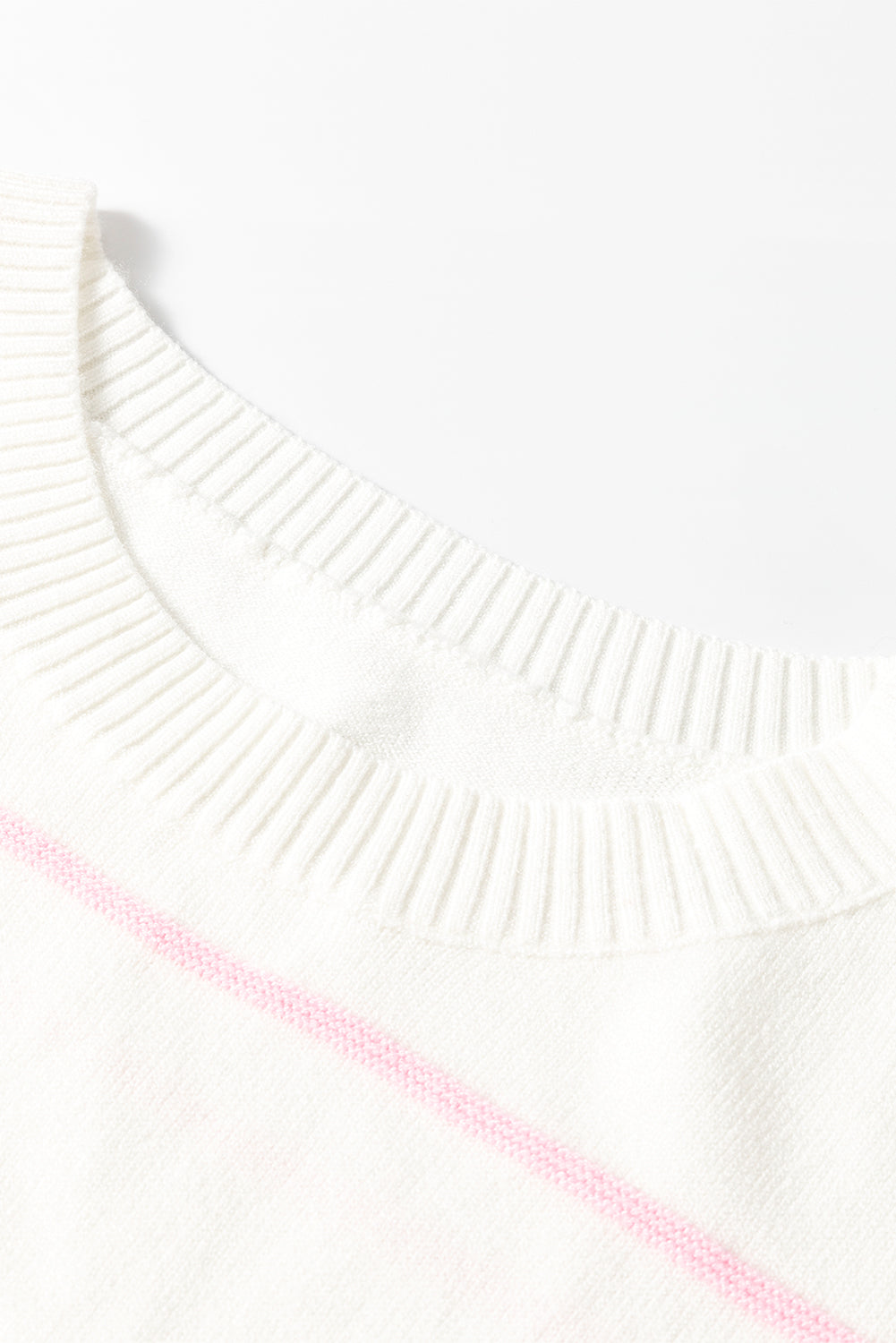 Colourblock Striped Half Sleeve Drop Shoulder Sweater | White