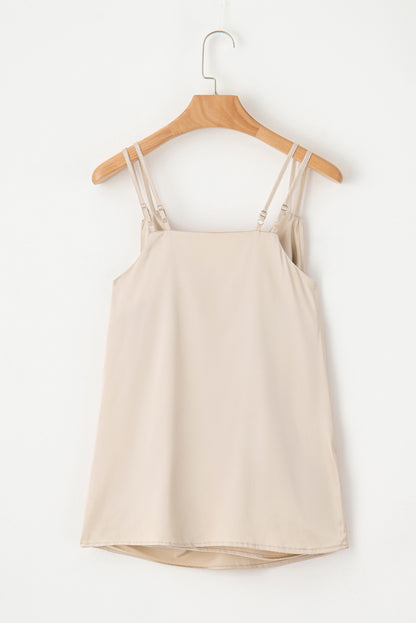 Wrap V Neck Ruched Satin Cami Top | Apricot