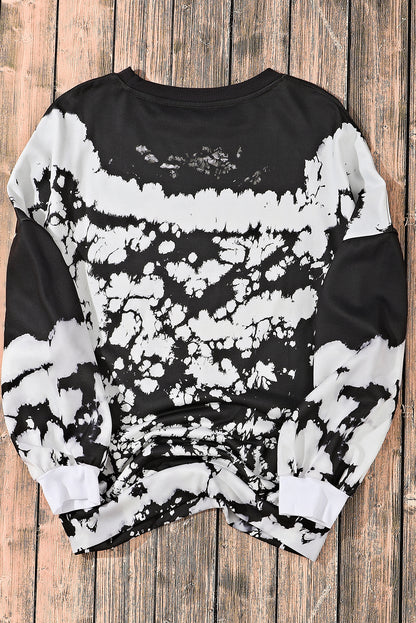 Tie-Dye Drop Shoulder Pullover Sweatshirt | White