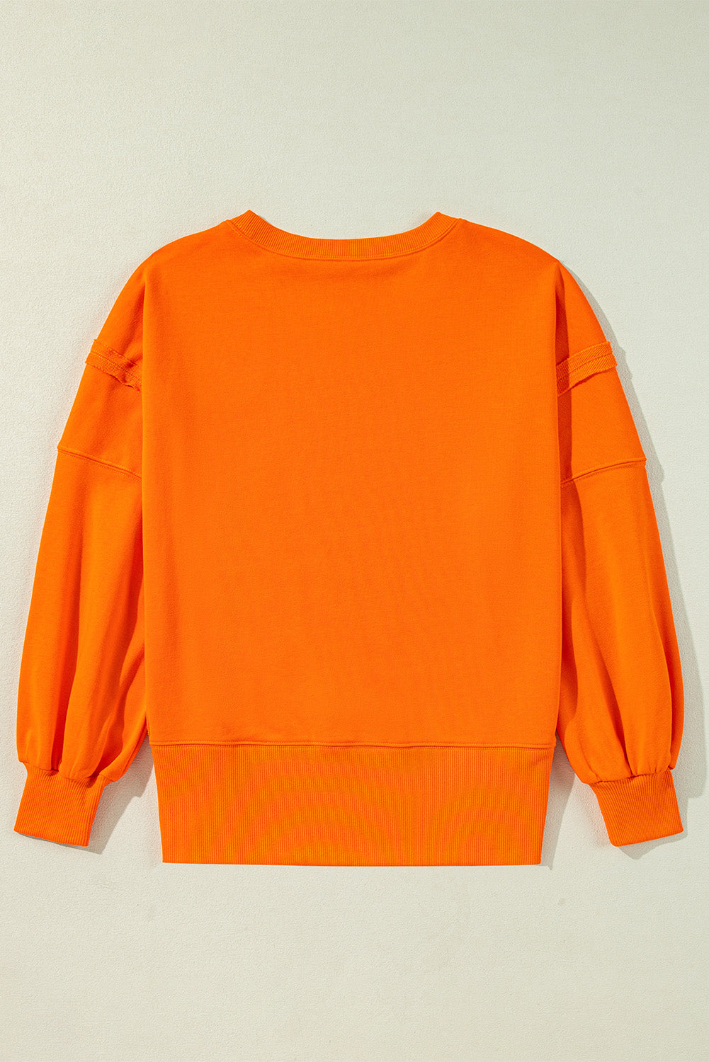 Exposed Seam Drop Shoulder Round Neck Sweatshirt With Slits | Carrot