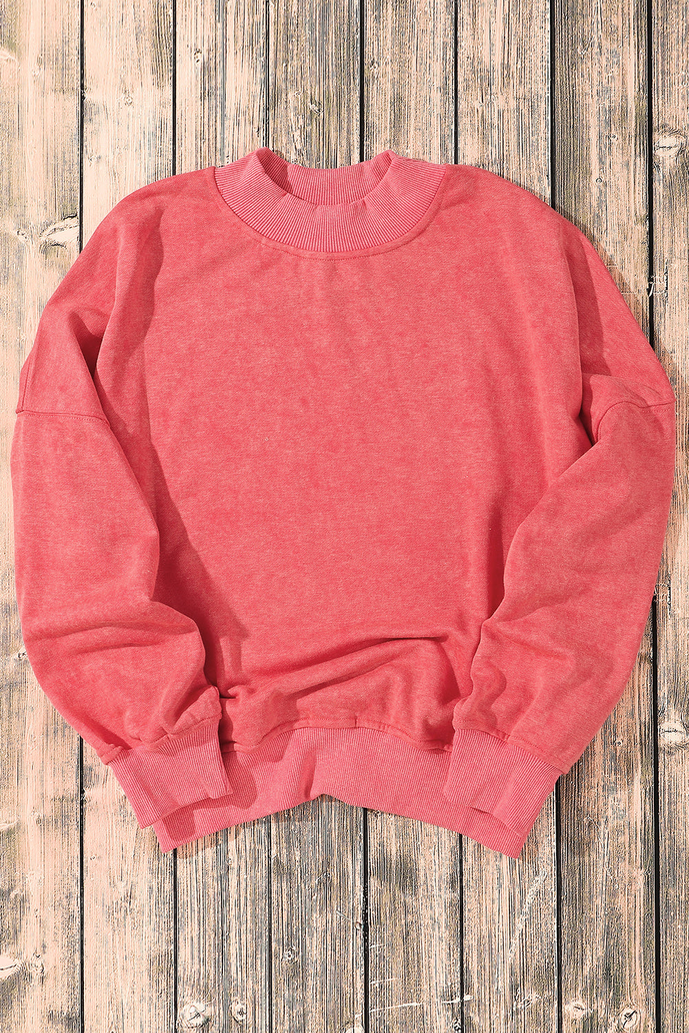 Drop Shoulder Crew Neck Pullover Sweatshirt | Red