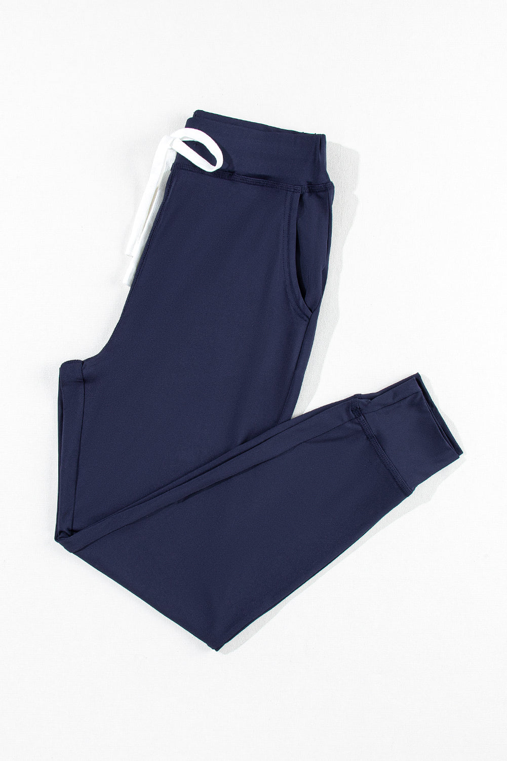 Drawstring Waist Pocketed Joggers | Navy Blue