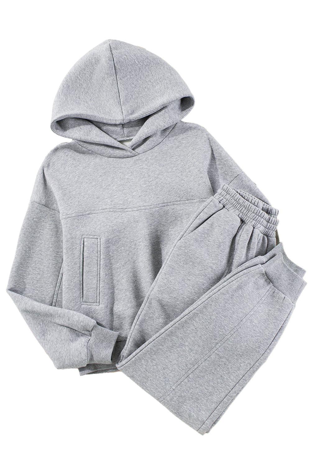 Solid Exposed Seams Hoodie And Joggers Activewear Set | Gray