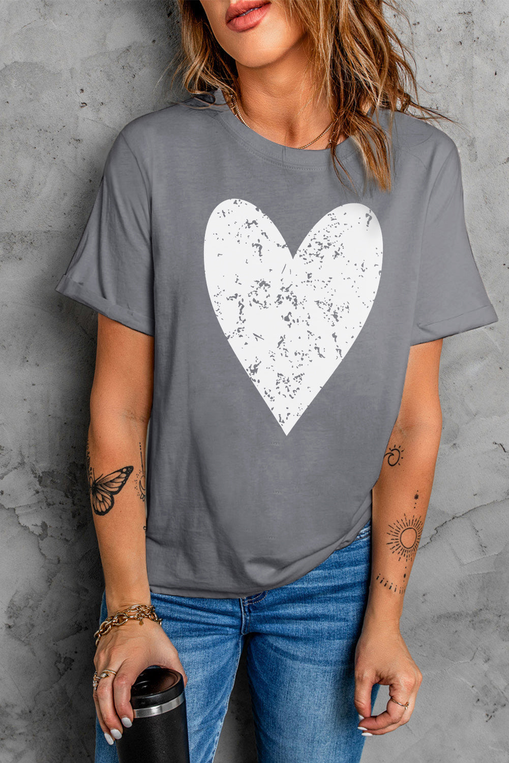 Valentine'S Day Large Heart Shape Graphic T Shirt | Gray