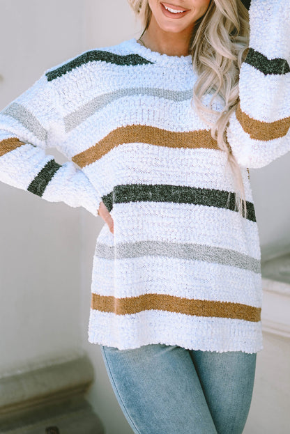 d Popcorn Knit Sweater | Stripe