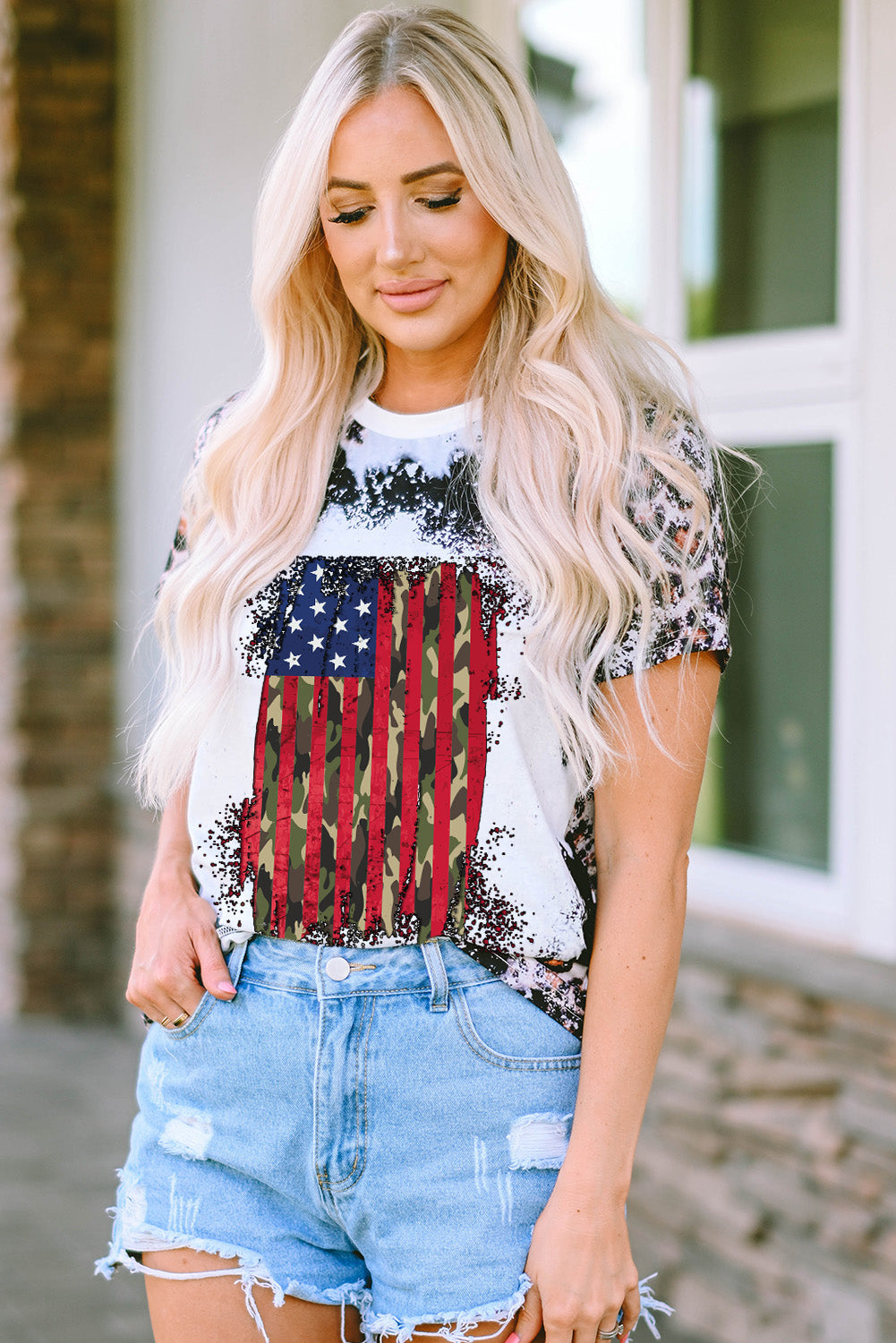 Vintage American Flag Graphic T Shirt | Leopard