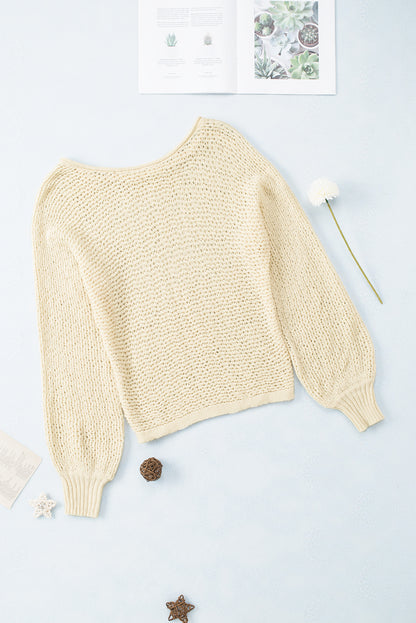 Sheer Openwork Knit Sweater | Apricot