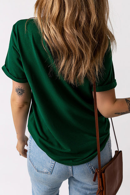 St. Patricks Lucky Puff Print Round Neck Casual Tee | Green