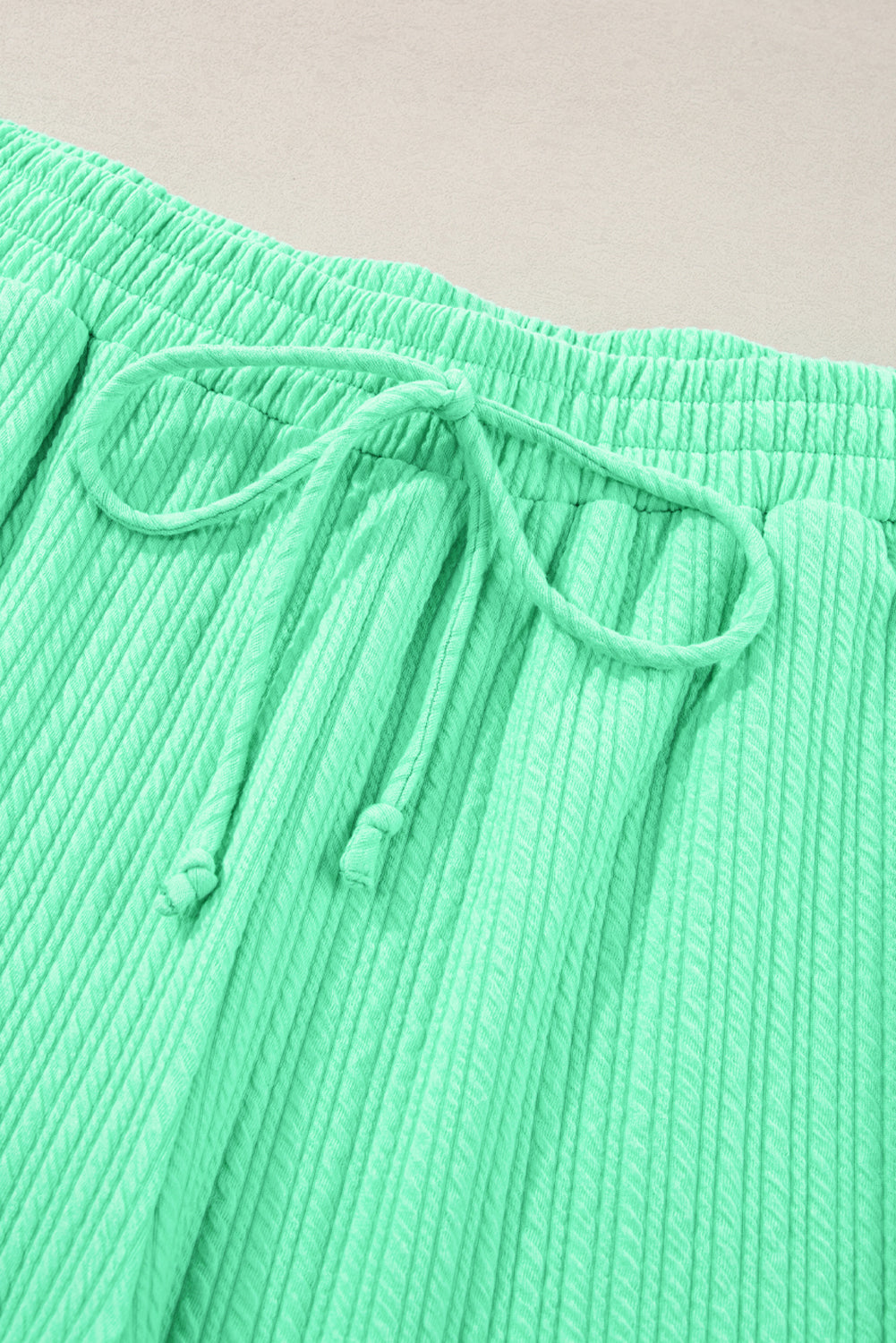 Textured Batwing Sleeve Tee Wide Leg Pants Plus Size Set | Mint Green