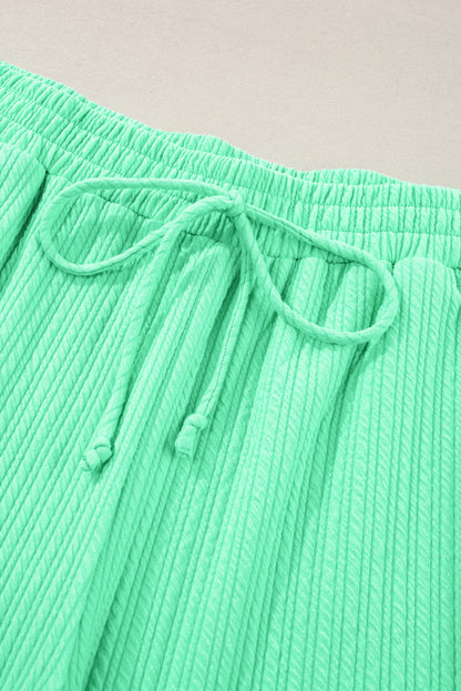 Textured Batwing Sleeve Tee Wide Leg Pants Plus Size Set | Mint Green